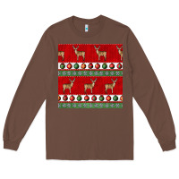 Chestnut christmas deer and ornaments seamless pattern Long Sleeve Tee - BundleAndBundleShop