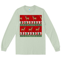 Matcha christmas deer and ornaments seamless pattern Long Sleeve Tee - BundleAndBundleShop