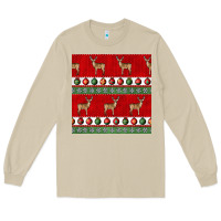 Mushroom christmas deer and ornaments seamless pattern Long Sleeve Tee - BundleAndBundleShop