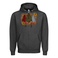 Charcoal Heather merry and bright with tree's Zipper Hoodie - AdoDesignShop