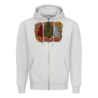 Dove Grey merry and bright with tree's Zipper Hoodie - AdoDesignShop