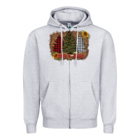 Heather Grey merry and bright with tree's Zipper Hoodie - AdoDesignShop