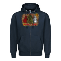 Navy merry and bright with tree's Zipper Hoodie - AdoDesignShop