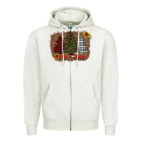 Oatmeal Heather merry and bright with tree's Zipper Hoodie - AdoDesignShop