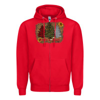 Red merry and bright with tree's Zipper Hoodie - AdoDesignShop