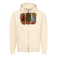 Sandshell merry and bright with tree's Zipper Hoodie - AdoDesignShop