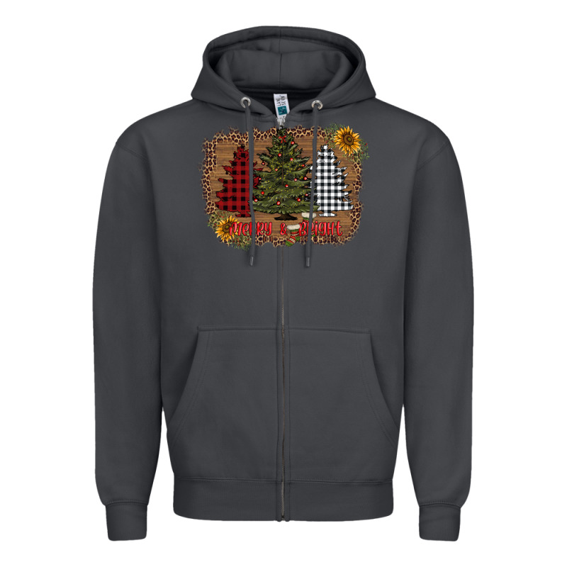 Merry And Bright With Tree's Zipper Hoodie by AdoDesignShop | Teevron