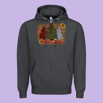 Merry And Bright With Tree's Zipper Hoodie Designed By Adodesignshop