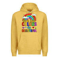 Antique Gold name vibrant positivity rainbow art Premium Hoodie - LillyAllenDesigns