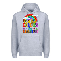 Heather Grey name vibrant positivity rainbow art Premium Hoodie - LillyAllenDesigns