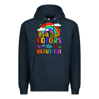 Navy name vibrant positivity rainbow art Premium Hoodie - LillyAllenDesigns