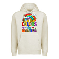 Oatmeal Heather name vibrant positivity rainbow art Premium Hoodie - LillyAllenDesigns