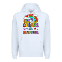 White name vibrant positivity rainbow art Premium Hoodie - LillyAllenDesigns
