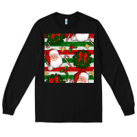 Black christmas  santa clause and ornaments seamless  pattern Long Sleeve Tee - BundleAndBundleShop
