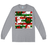 Heather Grey christmas  santa clause and ornaments seamless  pattern Long Sleeve Tee - BundleAndBundleShop