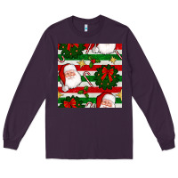 Plum christmas  santa clause and ornaments seamless  pattern Long Sleeve Tee - BundleAndBundleShop