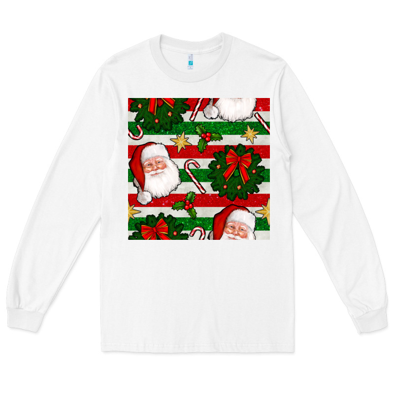 Christmas  Santa Clause And Ornaments Seamless  Pattern Long Sleeve Tee by BundleAndBundleShop | Teevron
