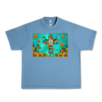 Pebble Blue bull skull cross skinny metal can holder Urban Heavy Tee - HRA Design Shop