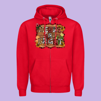 Merry And Bright Zipper Hoodie Designed By Adodesignshop