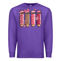 Purple valentine' day teacher school pencils Premium Sweatshirt - MaliasSmallBusiness