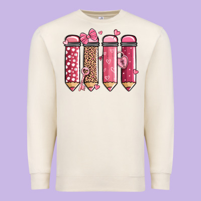 Valentine' Day Teacher School Pencils Premium Sweatshirt Designed By Maliassmallbusiness