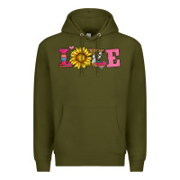 Army Green love sunflower valentines day Premium Hoodie - AdoDesignShop