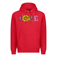 Red love sunflower valentines day Premium Hoodie - AdoDesignShop
