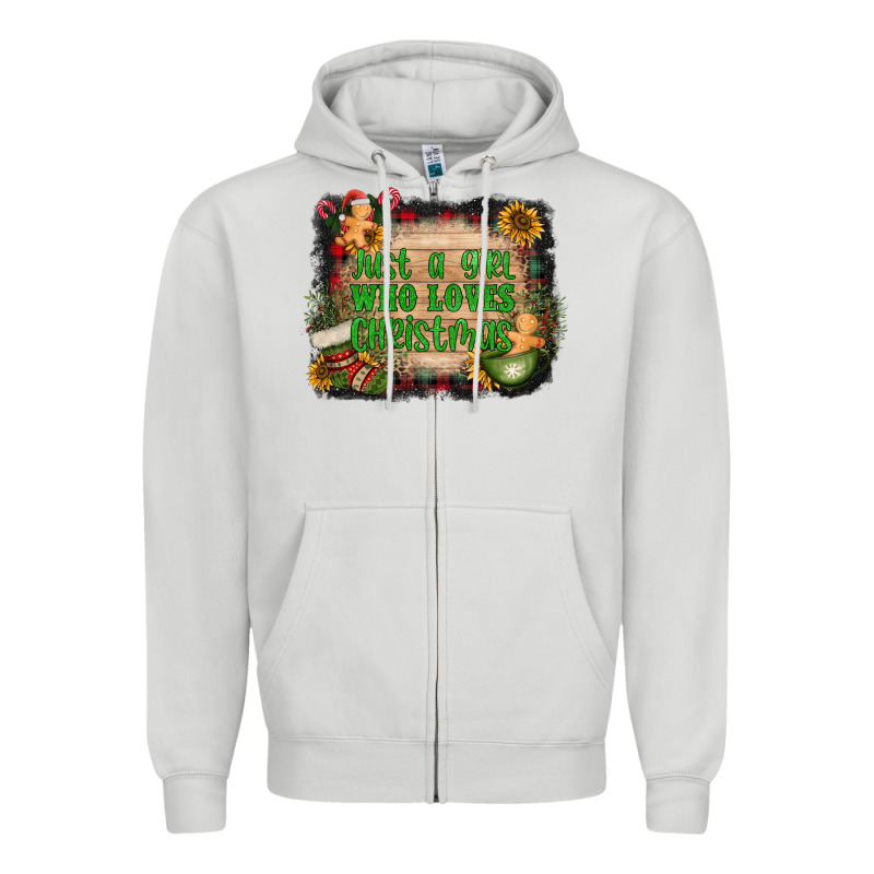 Just A Girl Who Loves Christmas Zipper Hoodie by AdoDesignShop | Teevron