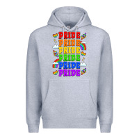 Heather Grey rainbow pride celebration Premium Hoodie - LillyAllenDesigns