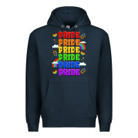 Navy rainbow pride celebration Premium Hoodie - LillyAllenDesigns