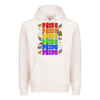Pale Pink rainbow pride celebration Premium Hoodie - LillyAllenDesigns