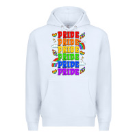White rainbow pride celebration Premium Hoodie - LillyAllenDesigns