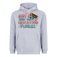 Heather Grey just a good mom with a hood playlist Heavyweight Hoodie - MaliasSmallBusiness
