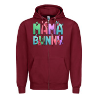 Burgundy easter floral mama bunny Zipper Hoodie - Artiststas