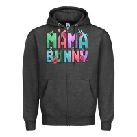 Charcoal Heather easter floral mama bunny Zipper Hoodie - Artiststas