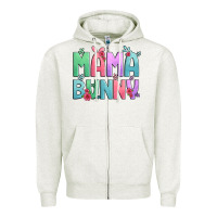 Oatmeal Heather easter floral mama bunny Zipper Hoodie - Artiststas