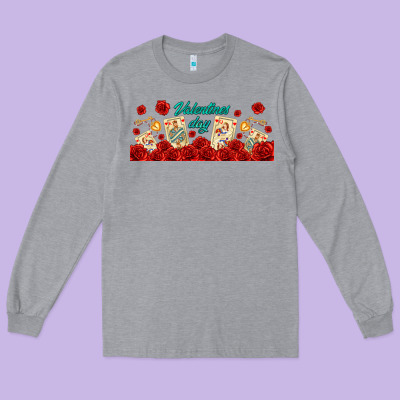 Valentines Day With Playing Cards Long Sleeve Tee Designed By Adodesignshop