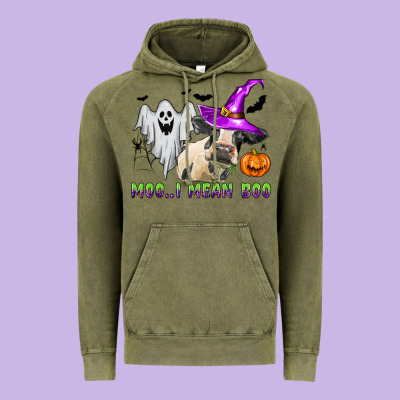Moo I Mean Boo Vintage Hoodie Designed By Zillion Design Studio