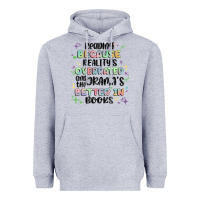 Heather Grey reading because realitys overrated Heavyweight Hoodie - MaliasSmallBusiness