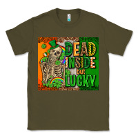 Army Green irish flag with shamrocks  dead inside but lucky Classic Tee - AdoDesignShop