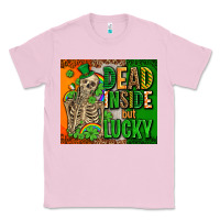 Bubblegum Pink irish flag with shamrocks  dead inside but lucky Classic Tee - AdoDesignShop