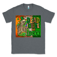 Charcoal Heather irish flag with shamrocks  dead inside but lucky Classic Tee - AdoDesignShop