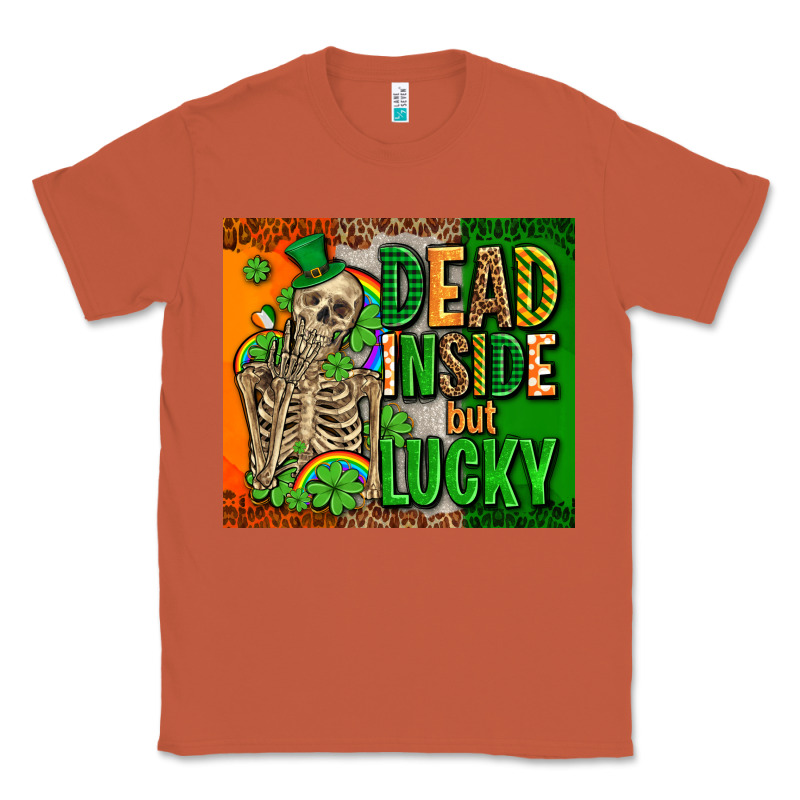 Irish Flag With Shamrocks  Dead Inside But Lucky Classic Tee by AdoDesignShop | Teevron