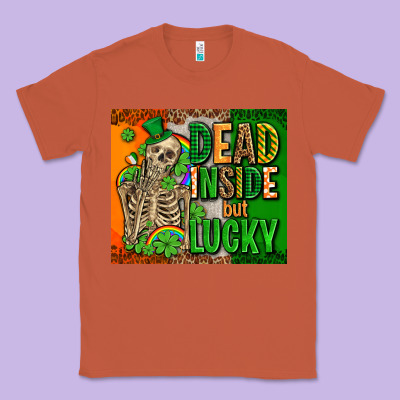 Irish Flag With Shamrocks  Dead Inside But Lucky Classic Tee Designed By Adodesignshop