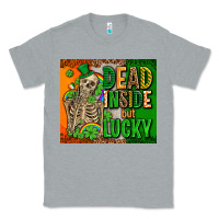 Heather Grey irish flag with shamrocks  dead inside but lucky Classic Tee - AdoDesignShop