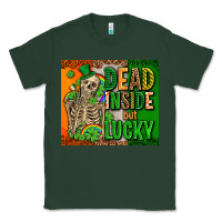 Sports Green irish flag with shamrocks  dead inside but lucky Classic Tee - AdoDesignShop