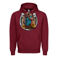 Burgundy western horseshoe boots hat rope sunflower Zipper Hoodie - AdoDesignShop