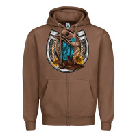Chestnut western horseshoe boots hat rope sunflower Zipper Hoodie - AdoDesignShop
