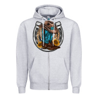 Heather Grey western horseshoe boots hat rope sunflower Zipper Hoodie - AdoDesignShop
