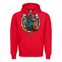 Red western horseshoe boots hat rope sunflower Zipper Hoodie - AdoDesignShop